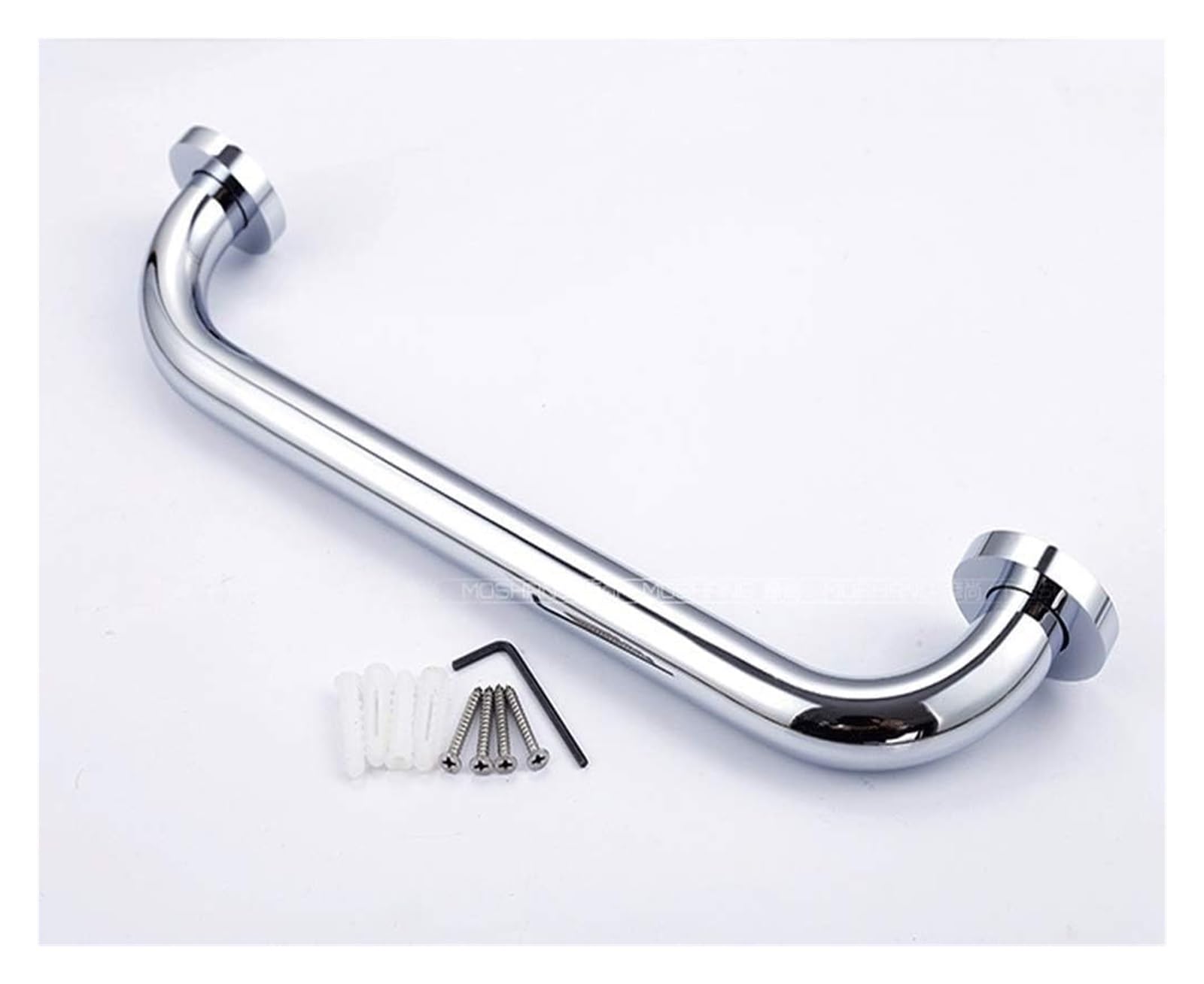Maniglione di Sostegno, corrimano, ausili per disabili, Maniglia per Doccia, corrimano in Rame per Bagno, Antiscivolo, Senza Barriere, per disabili (Argento, 420 mm)