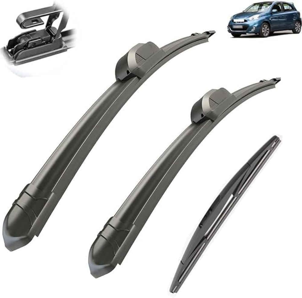 NYSLDSCO Premium Exact Fit Windscreen Wiper Blades for Nissan Micra March Hatchback K13 2010-2015 2016 Durable Natural Rubber Easy Fit for a Quiet and Streak Free Wipe