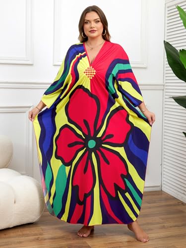 Image of Kaftan Dress for Women - Plus Size Caftan Maxi Beach Dress Moo Moos Loungewear, Swimsuit Cover Up for Beach, Pool or Vacation