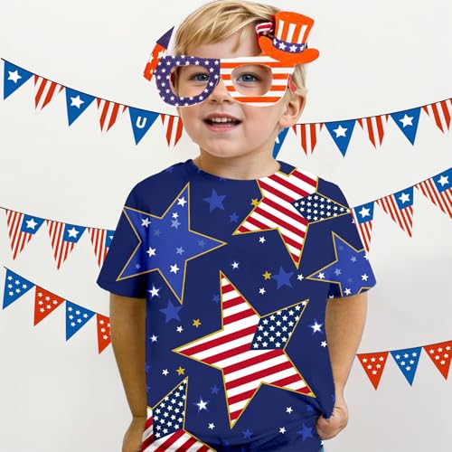 Image of YHHR 4th of July Shirts Toddler Girls Boys American Flag Shirts Kids Patriotic Independence Day Outfit 5-12 Years