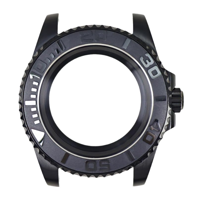 FEIYASHI 40mm Mens Watch Case Sapphire Crystal Glass Parts for nh34 nh35 nh36 2824 8215 Movement 28.5mm Dial (Black Hand Case Black Ceramic nh34 nh35 nh36 Movement Glass Bottom Cover No Calendar)