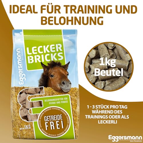 Eggersmann Mein Pferdefutter 1kg Pferde-Leckerlis | Lecker Bricks für Pferde & Ponys | Getreidefrei & kalorienarm | Perfekt als Belohnung & für zwischendurch | Höchste Qualität | Pferde-Zubehör