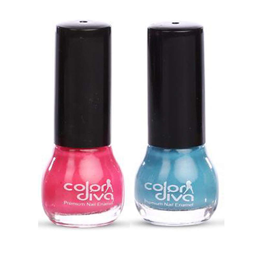 COLOR DIVA Different Color Nail Paint (Pink, Blue) Pack of 2-image-23