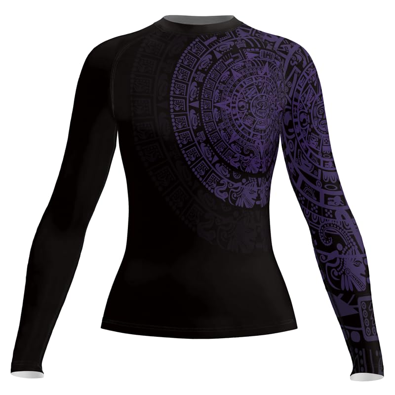 Aztec Women's Long Sleeve Rash Guard BJJ MMA Grappling Compression Shirt Jiu Jitsu Rashguard for Women