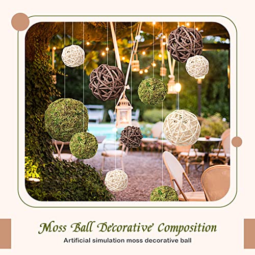 Jetec FS-JETEC-150774 18 Pcs Green Moss Decorative Balls Wicker Rattan Cord Balls Set, Vase Bowl Filler Balls Hanging Balls thumb #5