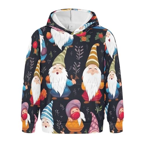 Kids Hoodies Sweaters Christmas Gnome Dwarfs Hooded Sweatshirts with Big Pockets for Boys Girls B0400001