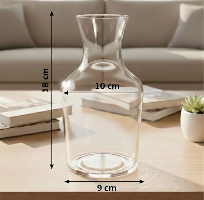 Image of Aradhya Enterprises Glass Vase, Flower Vase, Vessel, Money Plant Pot for Bedroom, Balcony, Home, Table and Office Decoration (Bottle Shape Pot) - Pack of 2 Piece, 7.5 Inches