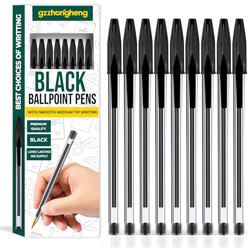 100 Pack Black Ballpoint Pens – Medium Point Smooth Writing Biro Pens with Quick-Dry Black Ink – Comfortable Grip, Smudge-Free – Bulk Multipack for Office, School, Students, Home & Stationery Supplies