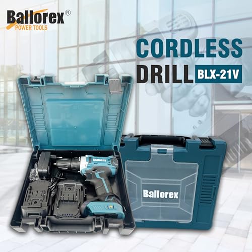 Image of (KS-21VD) Cordless Drill Machine /Driver with 2 Batteries Reversible Switch Multi-Torque Clutch, Keyless Chuck - Wood, Metal & Concrete, 5C 2Ah