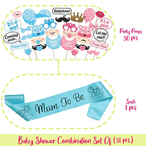 Image of Wobbox Baby Shower Decoration Items| Baby Shower Photo Booth Props for Photoshoot, Mom to Be Satin Sash Daddy to Be Decoration, Godh Bharai Decoration Kit-(FP435)