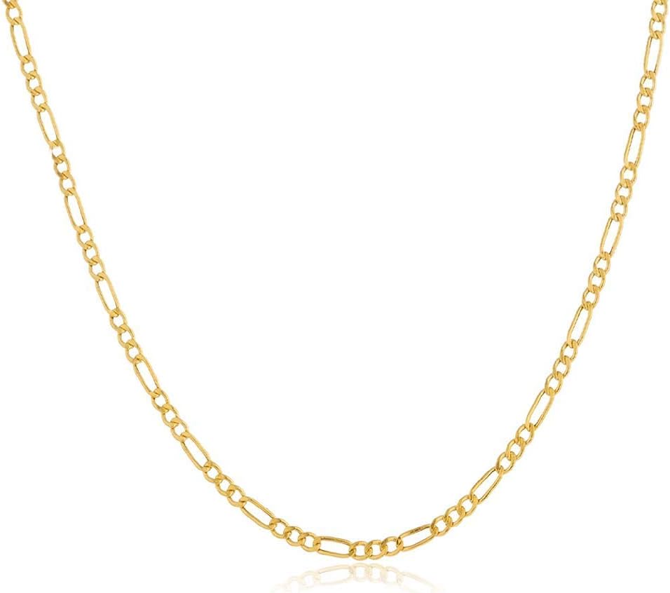 Verona Jewelers10K Gold 2MM Figaro Link Chain Necklace, 3+1 Link Figaro Necklace, 10K Gold Chain for Pendants. Lobster Lock Closure