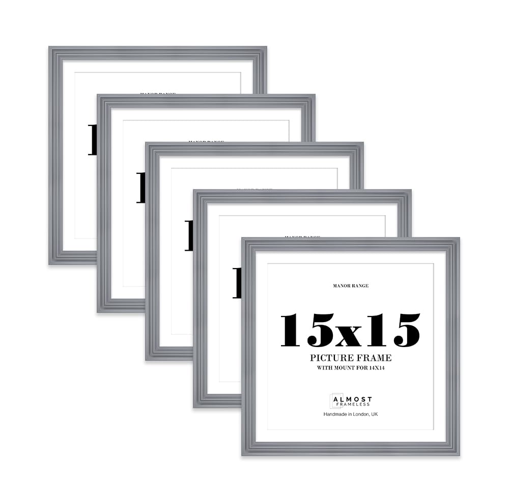 15x15" Grey Picture Frame - 15x15" Square Frame with 14x14" Mount for 15x15"/14x14" Pictures Vintage Style Ideal for Home Gallery Display, 5 Pack โ image 1