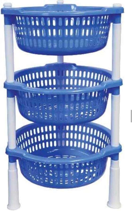 Anyastore 3 Tier Round Kitchen Storage Rack, Fruit and Vegetable Stand, Multi-Purpose Basket Organizer