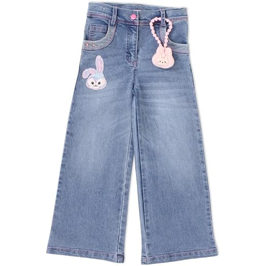 Girls Denim Straight-Leg Jeans with Embroidery