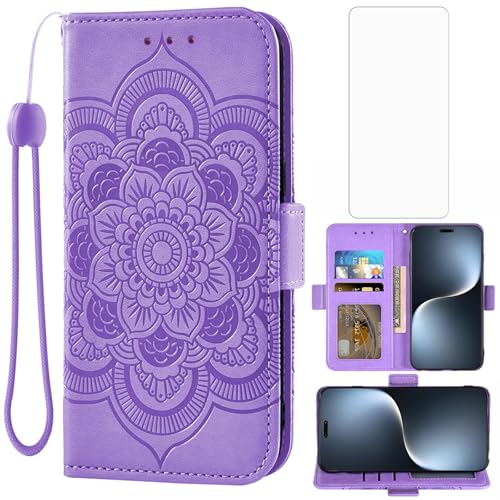 Étui Honor Magic 7 Pro Asuwish en cuir violet avec protège-écran en verre et porte-carte