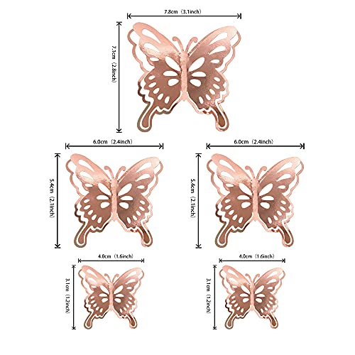 40 Pcs Rose Gold Lively 3D Butterfly Cupcake Toppers Hollow Art Butterfly Cake Topper Decorations For Baby Shower Wedding Anniversary Kids Birthday Party Supplies Mixed Size #TOP1