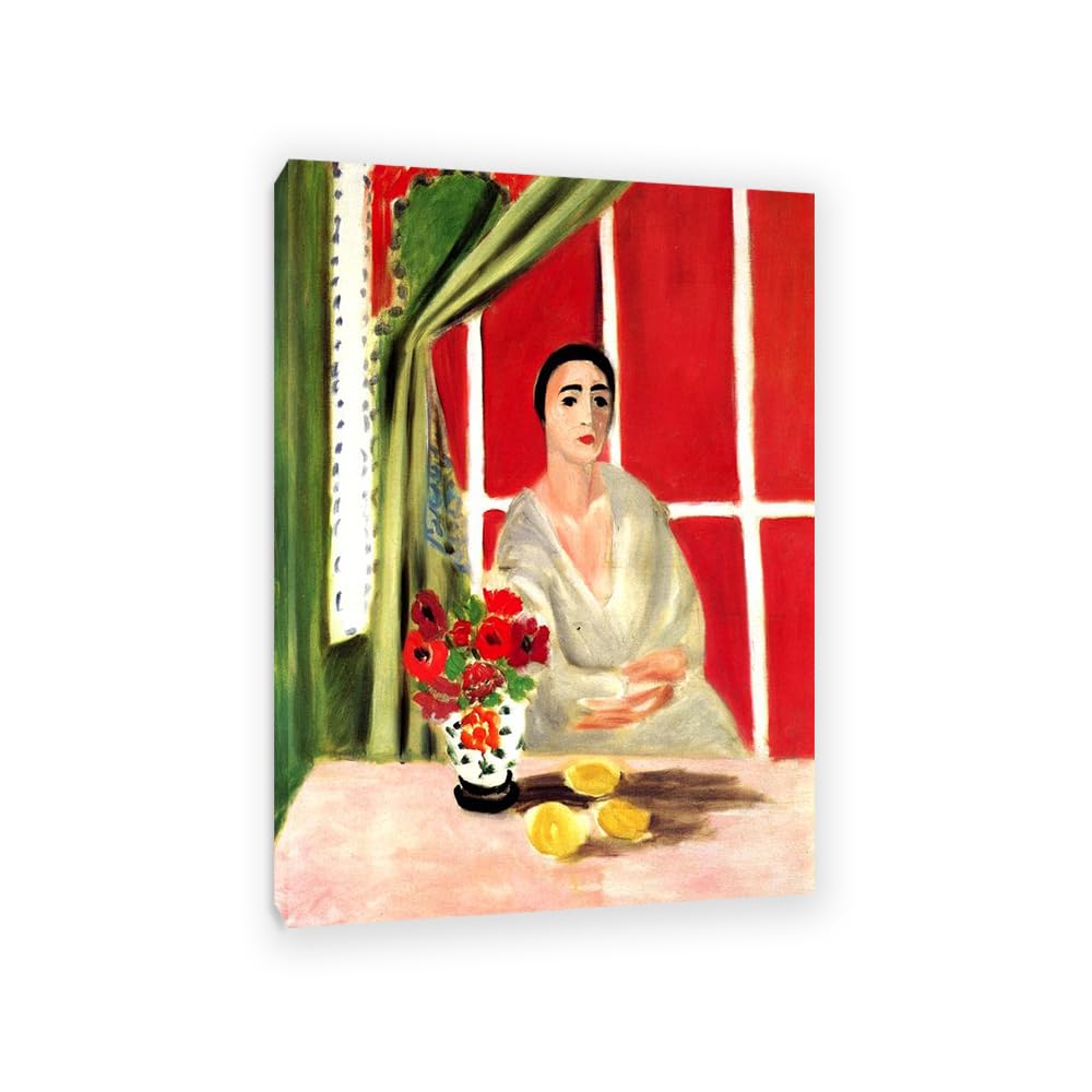 Mycggdgh Unframe Henri Matisse Painting Reproduction Seated Woman With A Red Fine Art Canvas Henri Matisse Wall Art Canvas Prints For Home Decor For Living Room Bathroom Office 55X40cm(22X16in) Frame