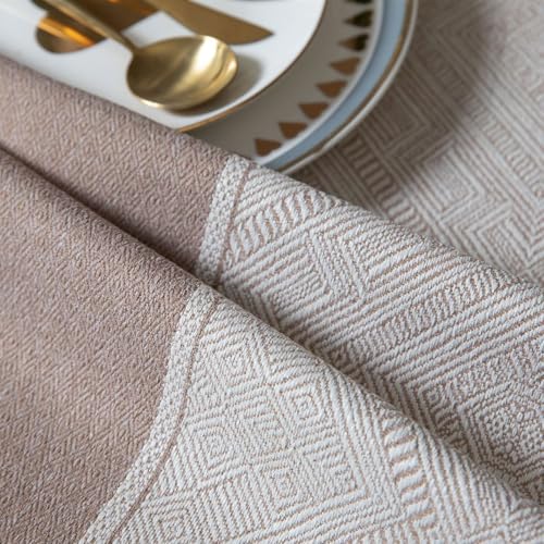 Nappe rectangulaire en tissu tissé avec pompons style naturel - 6