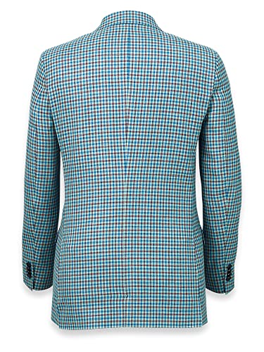 Paul Fredrick Men's Wool Blend Check Notch Lapel Sport Coat, Size 48 Long Blue/Brown #TOP4