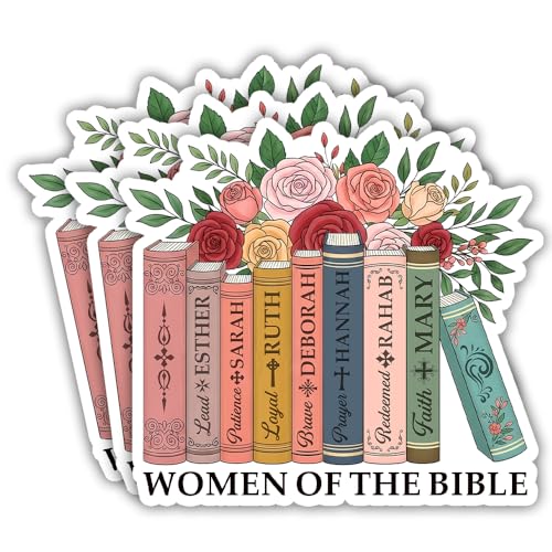 Image of SODAVA [3Pcs, 3in] Women of the Bible Sticker - Christian Floral Vinyl Decal Featuring Esther, Ruth, Mary, Deborah, Sarah - Bible Verse Aesthetic Sticker for Journal, Laptop, Gift