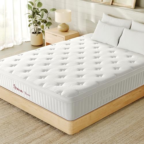 INRE Mattress 180 x 200 cm | Thickness 30 cm | Memory Foam Mattress | Oeko-TEX Certified | Breathable and Anti-Dust Mite | Firm Comfort | Deep Sleep | Reversible (White)