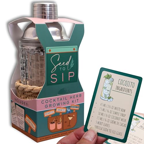 Boxer Gifts Seed to Sip Grow Your Own Cocktails Gift Set - Plant Gifts for Women and Gardeners - Indoor Herb Garden Present