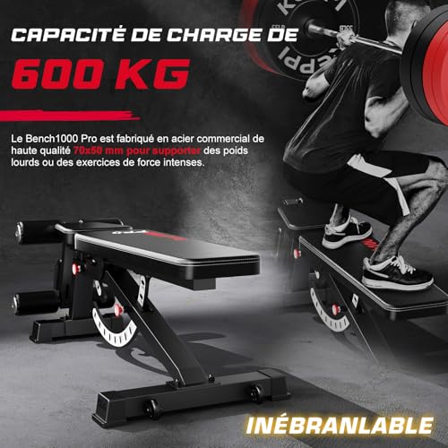 Keppi Banc Musculation, avec 600 kg Capacité, Banc de Musculation Multifonction pour Entraînement à Domicile, Banc d'Abdominaux, Développé Couché & Fitness Corporel - Bench1000 Pro – Image 3
