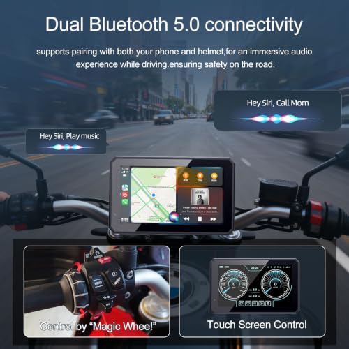 Image of WonVon for BMW Motorcycle Carplay & Android Auto 5 inch IP69 Waterproof Car Play Moto GPS Navigation Screen with Dual Bluetooth Data Reading Wonder Control TPMS Compass Music Sharing Light Sensor