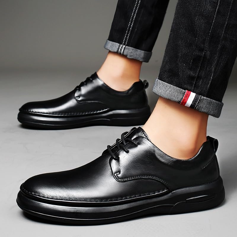 Breathable Leather Oxford Dress Shoes Mens Lace Up Slip Resistant Rubber Sole Formal Party Shoes2
