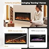 TANGZON 36"/91cm Electric Fireplace, Wall Mounted Recessed Freestanding Fireplace Heater with Log & Crystal Decor, 9 Flame Colors, 5 Brightness, Remote Control, 8H Timer & Thermostat, 750W/1500W - Image 4