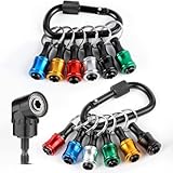 Valkynos 12PCS Bit Holder Key Chain, 1/4 Bit Holders with Right Angle Drill Attachment, Drill Bits Holder for Impact Driver Quick Release, Impact Bit Holder, Cool Gadgets Gifts for Men