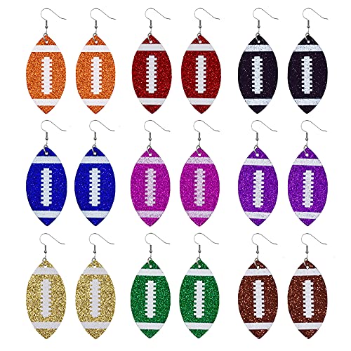 Leather Rugby Dangle Drop Earrings Colorful Glitter Faux Leather American Football Earrings for Women2