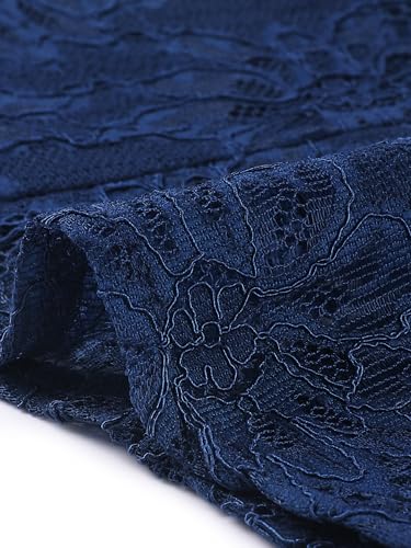 Image of Allegra K Women Elegant Lace Ruffles 3 /4 Sleeves Bodycon Fishtail Dress | Slightly stretchy. Invisible zipper. Floral ruffled hem. Cocktail, Evening, Party, Date. Feminine charm.