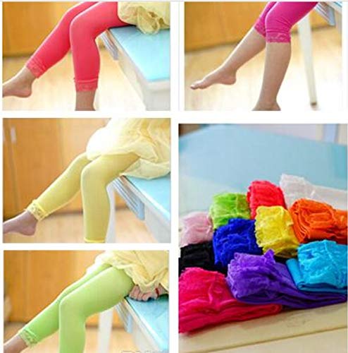 Baby Kids Microfiber Stretch Footless Thick Stocking Tight Legging Lace Ruffle for Girls 1-6yrs, Various Candy Colors3