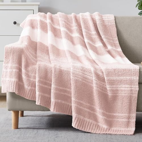 WRENSONGE Soft Throw Blanket for Couch-Cozy Reversible Knitted Blankets