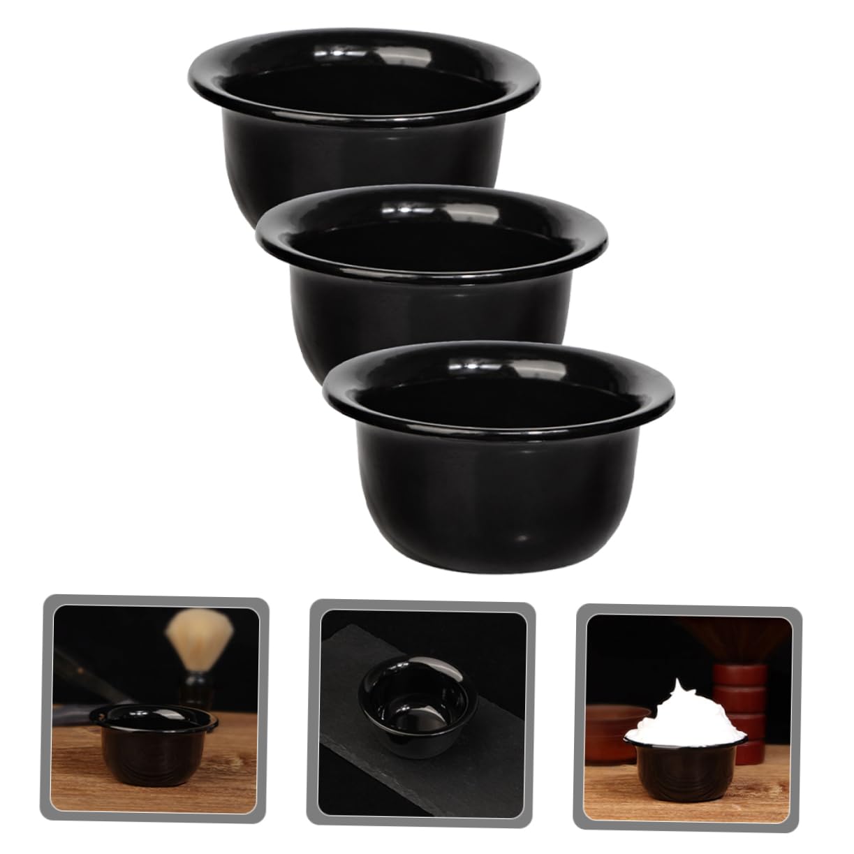 Ipetboom 3pcs Men Shaving Bowl Set Reusable Shave Bowl for Men Elegant Shaving Supplies Compact Size