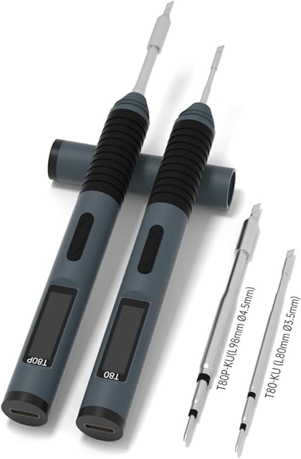 Smart Soldering Iron with OLED Display, 18-100W Quick Heat, Adjustable Power, Sleep Mode (T80P+KU+USB+ iron stand) .g12