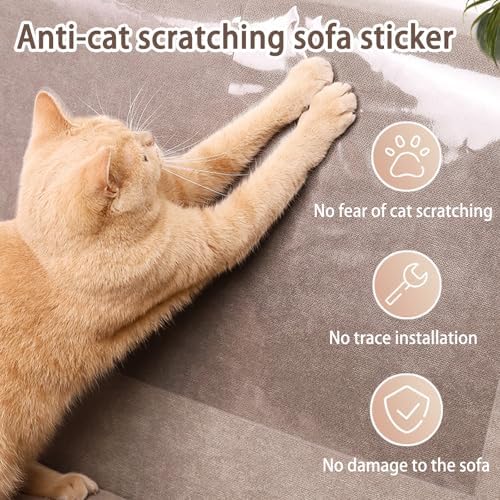 Cat Scratch Furniture Protector - 5 Pcs Couch Guards, Anti-Scratch Tape for Cats, 4 Sizes Claw Proof Sofa Corner Covers, Effective Cat Claw Shield for Furniture