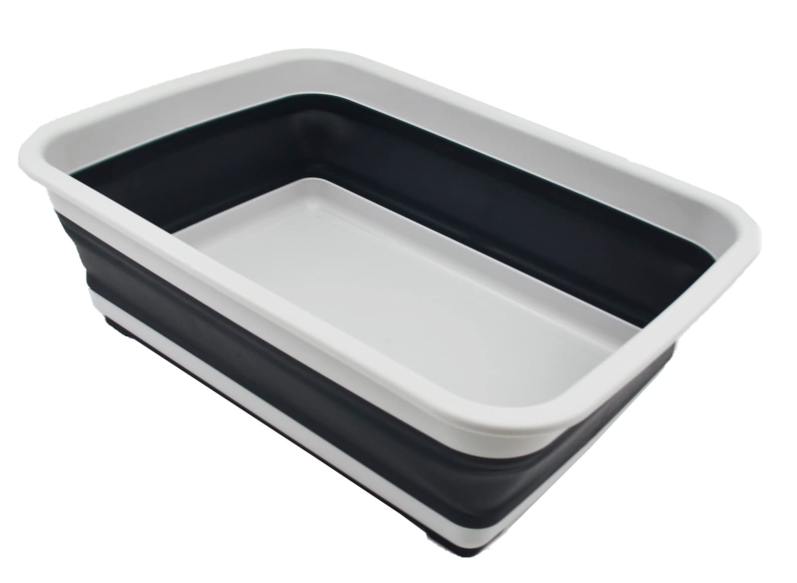 Sammart Grey/Slate Grey - 8L Collapsible Tub - Foldable Dish Tub - Portable Washing Basin - Space Saving Plastic Washtub (, 1)