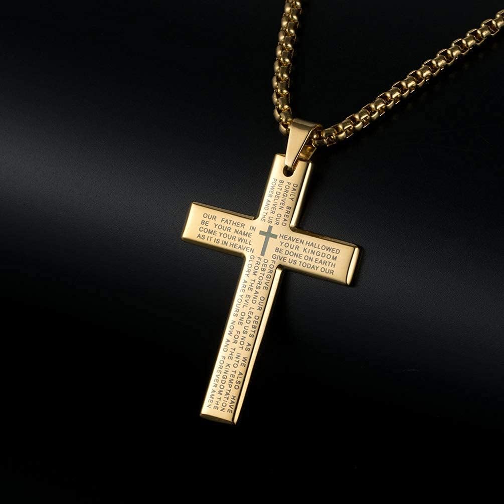 Rnivida Men's Cross Necklace with Lord's Prayer, Stainless Steel Christian Cross Pendant Necklace for Men - Image 4