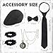 PARTTELY 1920s Mens Costume,Roaring 20s Costumes for Men,1920S Mens Outfit Accessories with Vest Hat Pocket Watch Tie Armband Black