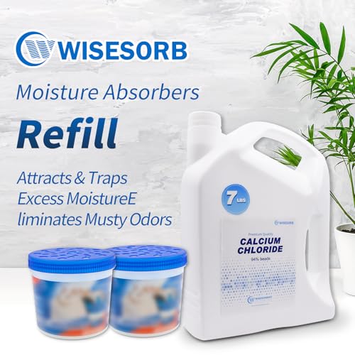Image of Wisesorb 7 LBS Calcium Chloride Desiccant, Moisture Absorbers Refill Beads - Fragrance Free, Moisture Absorber Refill