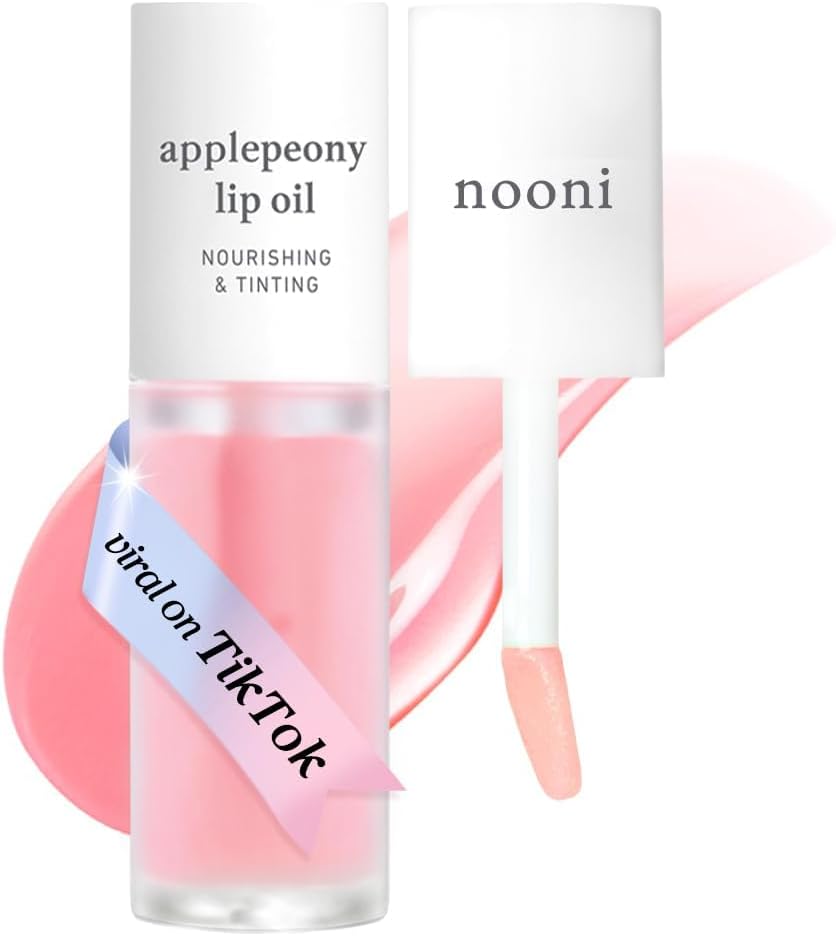 NOONI Korean Hydrating Lip Oil - Applepeony | Long-Lasting, Moisturizing, Plumping, Revitalizing for Dry Lips, Waterproof, No Peel Off, Hydrating, Nourishing Crystal Clear, 0.12 FL Oz