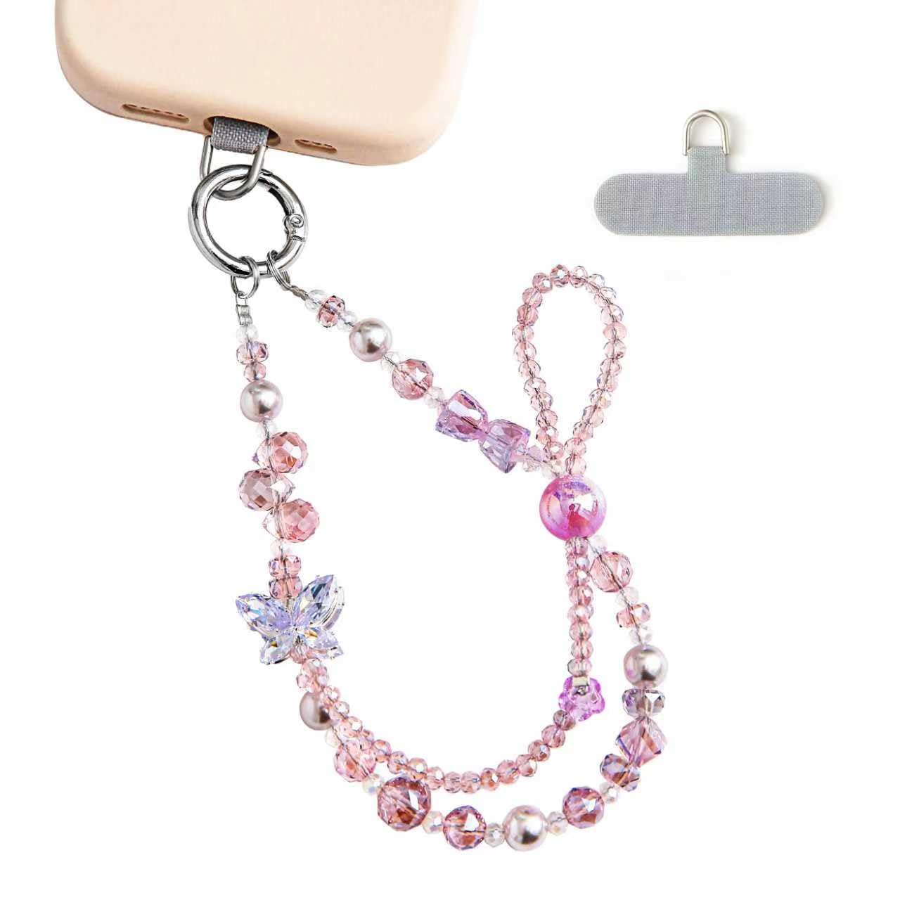 Spetase Phone Charm with Beaded Crystals, Anti-Theft Phone Strap, Hands-Free & Detachable Cellphone Lanyard, Cellphone Chain Wristlet with Tether Tab