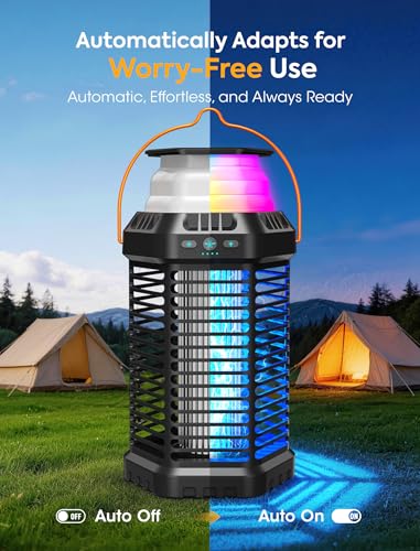 Image of Foldable Solar Bug Zapper, High-Efficiency Mosquito & Fly Zapper, 6000mAh Rechargeable Battery, Solar & USB Charging, 2-in-1 Camping Light for Indoor & Outdoor Use