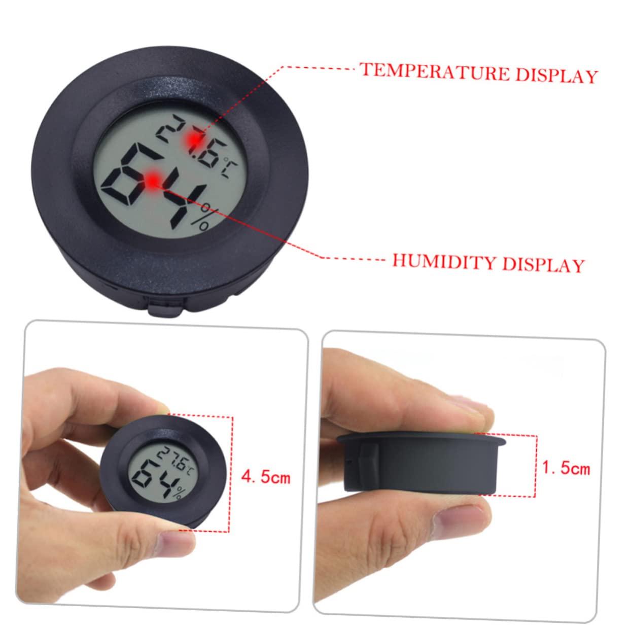 POPETPOP Termometro Igrometro Digitale Rotondo per Rettili, 10 Pezzi, Acrilico ABS, Misurazione Temperatura, per Terrario e Negozio Animali