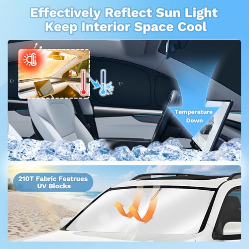 Image of KUST Car Window Shades for 2020-2024 Tesla Model Y Accessories with No-Fall Suction Cups Windshield Sun Shade Side Rear Window Covers Sunshade Privacy Protection for Camping 8PCS(Not for Juniper)