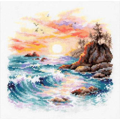 Kit broderie point de croix Magic Needle motif quatre éléments toile aïda