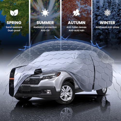 Image of Multi-Layer Honda Ridgeline Truck Cover, Custom fit Ridgeline 2005-2026 Crew Cab Short Bed(5.3')Car Cover Waterproof All Weather, Full Exterior Cover Rain Wind Dust and UV Protection With Door Zipper