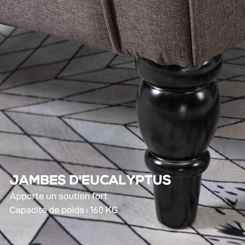 Fauteuil salon capitonné bois massif 160 kg HOMCOM
